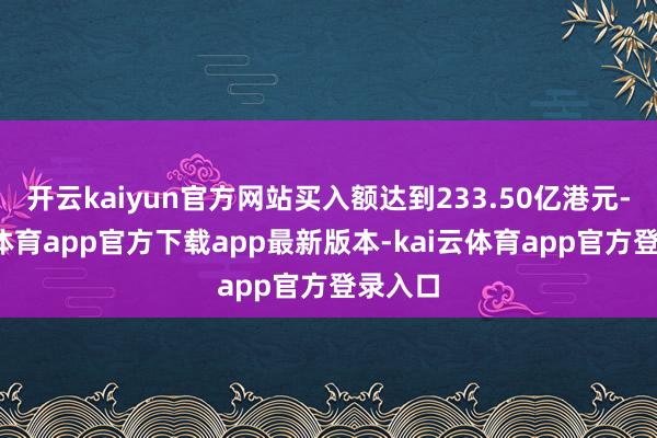 开云kaiyun官方网站买入额达到233.50亿港元-kai云体育app官方下载app最新版本-kai云体育app官方登录入口