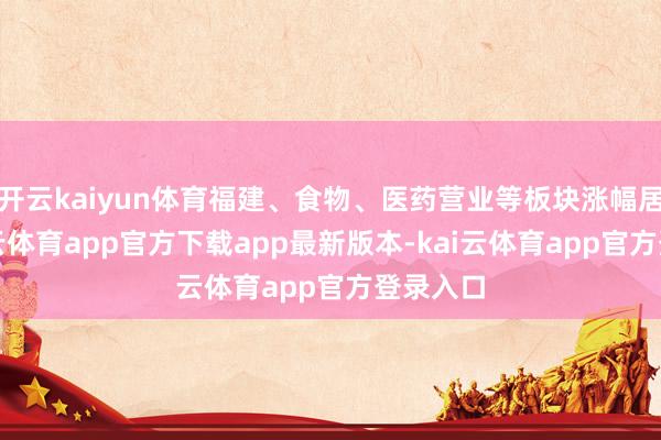 开云kaiyun体育福建、食物、医药营业等板块涨幅居前-kai云体育app官方下载app最新版本-kai云体育app官方登录入口